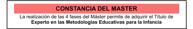 CONSTANCIA DEL MASTER La realizacin de las 4 fases del Mster permite de adquirir el Ttulo de  Experto en las Metodologas Educativas para la Infancia